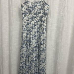 Floral Blue and White Maxi Dress